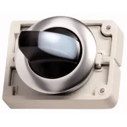Eaton 187134 Leuchtwahltaste, RMQ-Titan, mit Knebelgriff, rastend, 3 Stellungen, weiß, Frontring Metall M30C-FWRLK3-W