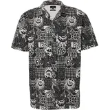 QS Kurzarmhemd mit All-over-Print Schwarz M