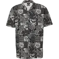 QS Kurzarmhemd mit All-over-Print Schwarz M