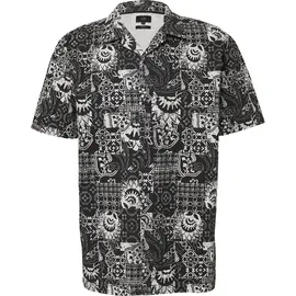 QS Kurzarmhemd mit All-over-Print Schwarz M