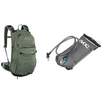 EVOC STAGE 12 Tagesrucksack Outdoor-Backpack HYDRATION BLADDER 1,5 Trinkblase für den Rucksack(12 L, Belüftungssystem, verstellbare Schultergurte, Trinkblasenfach), Dunkeloliv/Carbon Grau
