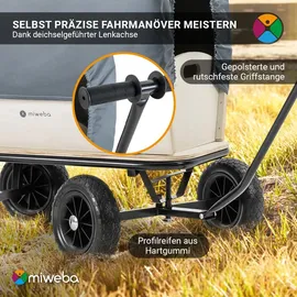 MIWEBA Bollerwagen Canvas mit Dach grau