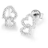 Smart Jewel Paar Ohrstecker SMART JEWEL "Doppelherz, Zirkonia Steine, Silber 925", silber, Ohrringe, Damen, Silber 925 (Sterlingsilber)