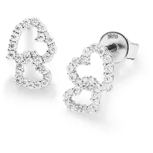 Smart Jewel Paar Ohrstecker SMART JEWEL "Doppelherz, Zirkonia Steine, Silber 925", silber, Ohrringe, Damen, Silber 925 (Sterlingsilber)
