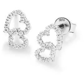 Smart Jewel Paar Ohrstecker SMART JEWEL "Doppelherz, Zirkonia Steine, Silber 925", silber, Ohrringe, Damen, Silber 925 (Sterlingsilber)
