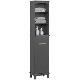 SoBuy Hochschrank, Schmal Badregal mit 1 Schublade und 1 Tür Grau, Bzr112-dg