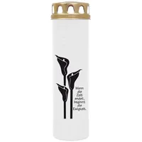 HS Candle Grabkerze mit Motiv 100h Brenndauer (1-tlg), Ø7xH25 cm, Grabkerze mit Motiv im 1er, 3er, 6er, 9er Pack weiß