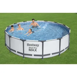 BESTWAY Steel Pro Max Frame Pool Set 427 x 107 cm lichtgrau inkl. Filterpumpe + Zubehör