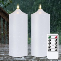 Yeelida Große flackernde wasserdichte LED-Kerzen,10 x25cm flammenlose batteriebetriebene Outdoor-Fernbedienung Weiß Zeitschaltuhr Kunststoff-Kerzen, Packung mit 2