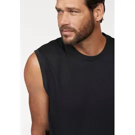 MAN'S WORLD Muscleshirt MAN'S WORLD, Herren, Gr. XL (56/58), schwarz (blau, schwarz), Single Jersey, Obermaterial: 100% Baumwolle, bedruckt, Basic, regular fit, Rundhals, Shirts, ärmellos, bedruckt, Rundhalsausschnitt, aus 100% Baumwolle, Topseller