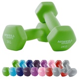 Miweba Sports Neopren Hantelset NKH100 | Profi Hantel - Hexagon Hanteln Set - Kurzhanteln - Kurzhantel Set - Gymnastikhanteln - Hantel Set - Dumbbell - 0,5-10 Kg (2X 2.0 kg, Grün)