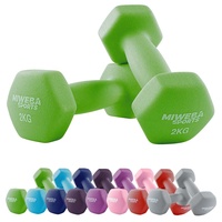 Miweba Sports Neopren Hantelset NKH100 | Profi Hantel - Hexagon Hanteln Set - Kurzhanteln - Kurzhantel Set - Gymnastikhanteln - Hantel Set - Dumbbell - 0,5-10 Kg (2X 2.0 kg, Grün)