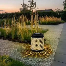 GLOBO LED Bambusoptik Solarlaterne schwarz/braun