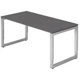 HAMMERBACHER RS16 höhenverstellbarer Schreibtisch grafit rechteckig, O-Fuß-Gestell silber 160,0 x 80,0 cm