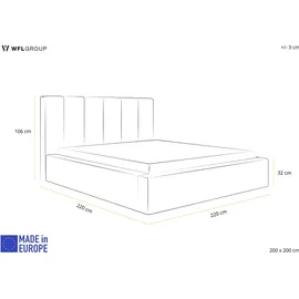 WFL GROUP Polsterbett Amira mit Bettkasten Schwarz Samt 200x200 cm