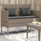 Teenpull – Gartenbank Mit Kissen Grau Poly Rattan