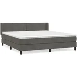 vidaXL Boxspringbett mit Matratze Dunkelgrau 180x200 cm Samt