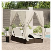 vidaXL Doppelte Sonnenliege 205 x 129 x 200 cm Braun