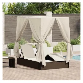 vidaXL Doppelte Sonnenliege 205 x 129 x 200 cm Braun