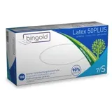 BINGOLD Latex 50PLUS Einweghandschuhe, natur 604217 , 1 Palette = 700 Packungen à 100 Stück, Größe S
