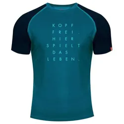 Ein schöner Fleck Erde Kurzarm-shirt Merino Kopf FREI. Pfauenblau blau M