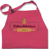 Kinderschürze Schürze Kinder Jungen Mädchen - Weihnachtsschürze - Weihnachtsbäckerei Lebkuchenfrau Name Text - 2-6 Jahre - Pink - personalisieren weihnachten zu geschenke weihnachtsmotiven - 2-6 Jahre