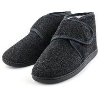 TIESTRA Warm Hausschuhe Herren Winter Kunststoffe Lammfell Diabetiker Hausschuhe Breiter Fuß Filzpantoffeln Mit Memory Foam Sohle, Filz Herrenhausschuhe Mit Klettverschluss Flach