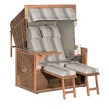 SonnenPartner Strandkorb Admiral 2-Sitzer XL 3/4-Liegemodell antikbraun/taupe mit 2 Komfortkopfkisse Strandkorb, Farbe: braun,