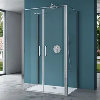mai & mai Ravenna66UK Duschkabine U-Form 100 x 90 cm 100 cm x 195 cm transparent Klarglas