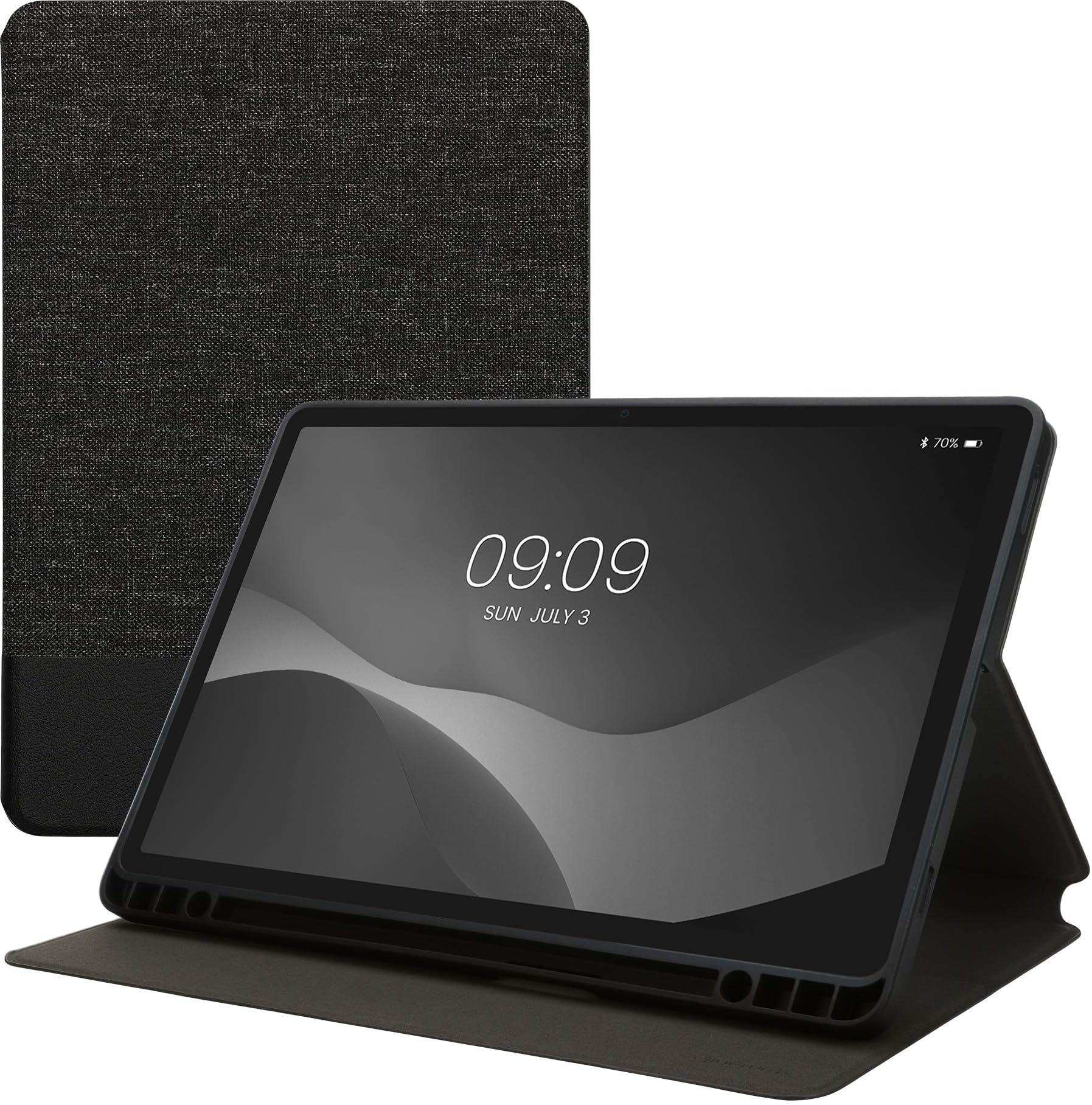 kwmobile Schutzhülle kompatibel mit Samsung s9 FE - Hülle Slim - Tablet Cover Case mit Ständer Dunkelgrau Schwarz