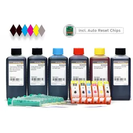Octopus Fill In Patronen für Canon PGI-525, CLI 526 mit Chips, 6x Druckertinte