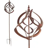 Lemodo großes Windspiel aus Metall mit gegenläufigen Rotoren, Gartendeko, 213 cm hoch