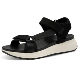 Riemchensandale TAMARIS, Damen, Gr. 36, schwarz, Textil, casual, Schuhe, Plateau, Sandalette, Trekkingsandale, verstellbare Klettverschlüsse