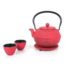 Teeservice aus Gusseisen rot 1,1L