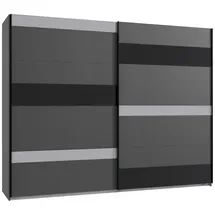 MID.YOU Schwebetürenschrank Graphit, Grau, Schwarz, Glas, 270x208x65 cm, BQ - Bündnis für Qualität, Made in Germany, DIN EN ISO 9001, umfangreiches Zubehör erhältlich, in verschiedenen Größen erhältlich, Schlafzimmer, Kleiderschränke, Schwebetürenschränke