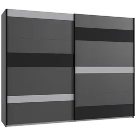 MID.YOU Schwebetürenschrank Graphit, Grau, Schwarz, Glas, 270x208x65 cm, BQ - Bündnis für Qualität, Made in Germany, DIN EN ISO 9001, umfangreiches Zubehör erhältlich, in verschiedenen Größen erhältlich, Schlafzimmer, Kleiderschränke, Schwebetürenschränke