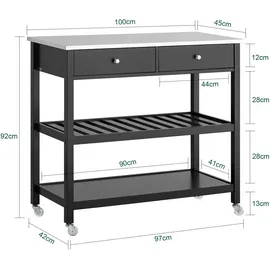 SoBuy Küchenwagen Edelstahlplatte Servierwagen Flurschrank Schwarz FKW47-SCH