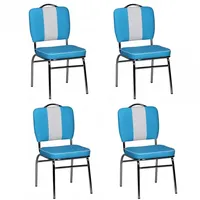 FineBuy FineBuy, Esszimmerstuhl 4er Set Kunstleder Blau | Gr.: