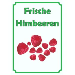 HB-Druck Frische Himbeeren Schild Hochkant A4 Rückseite selbstklebend