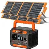 Flashfish P66 Solar Generator+2×100W Solarpanel,288Wh Stromerzeuger mit 260W (500W Peak) , Stromgenerator mit DC/AC/Typ-C/USB-Buchsen CPAP-Batteri...