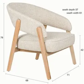 ZUIVER Loungesessel Bright Stoff 75 x 75 x 75 cm Beige