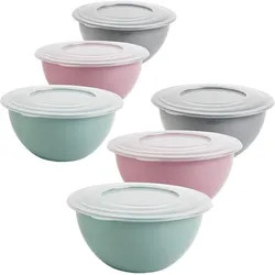 6er Set Schüssel mit Deckel 5 Liter Salatschüssel Rührschüssel