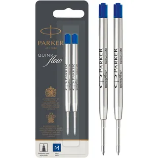 Parker Kugelschreiberminen | mittlere Schreibspitze | blaue QUINKflow Tinte | 2 Ersatzminen für Kugelschreiber