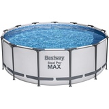 Bestway® Steel Pro MAXTM Ersatz Frame Pool ohne Zubehör Ø 396 x 122 cm, lichtgrau, rund, Weiß