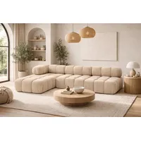 kaiser möbel Ecksofa Modulare L-Form, Veloursstoff Salvador, Beige, Links, Selia - Beige