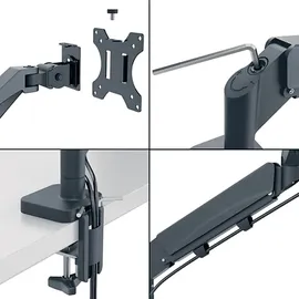 Leitz Ergo Platzsparender Single Monitorarm Schwenkarm Grau