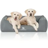 Knuffelwuff Orthopädisches Wasserabweisendes Hundebett Leon aus Velour - petrol