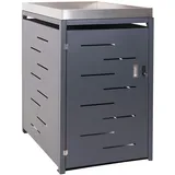 Mendler 1er-Mülltonnenverkleidung HWC-H40, Mülltonnenbox, Pflanzkasten Edelstahl-Metall-Kombi 35kg 125x69x84cm erweiterbar