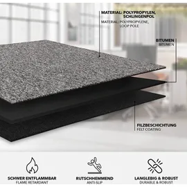 Karat Teppichfliesen Moscow Selbstliegend Rutschhemmend 50 x 50 cm Grau