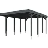 SKANHOLZ Flachdach Carport 4,02 x 5,55 m schiefergrau inkl. Pfostenanker
